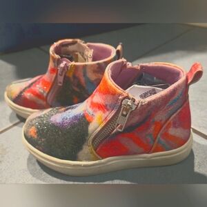 Girls sz.10 multi colored high top sneakers by Steve Madden